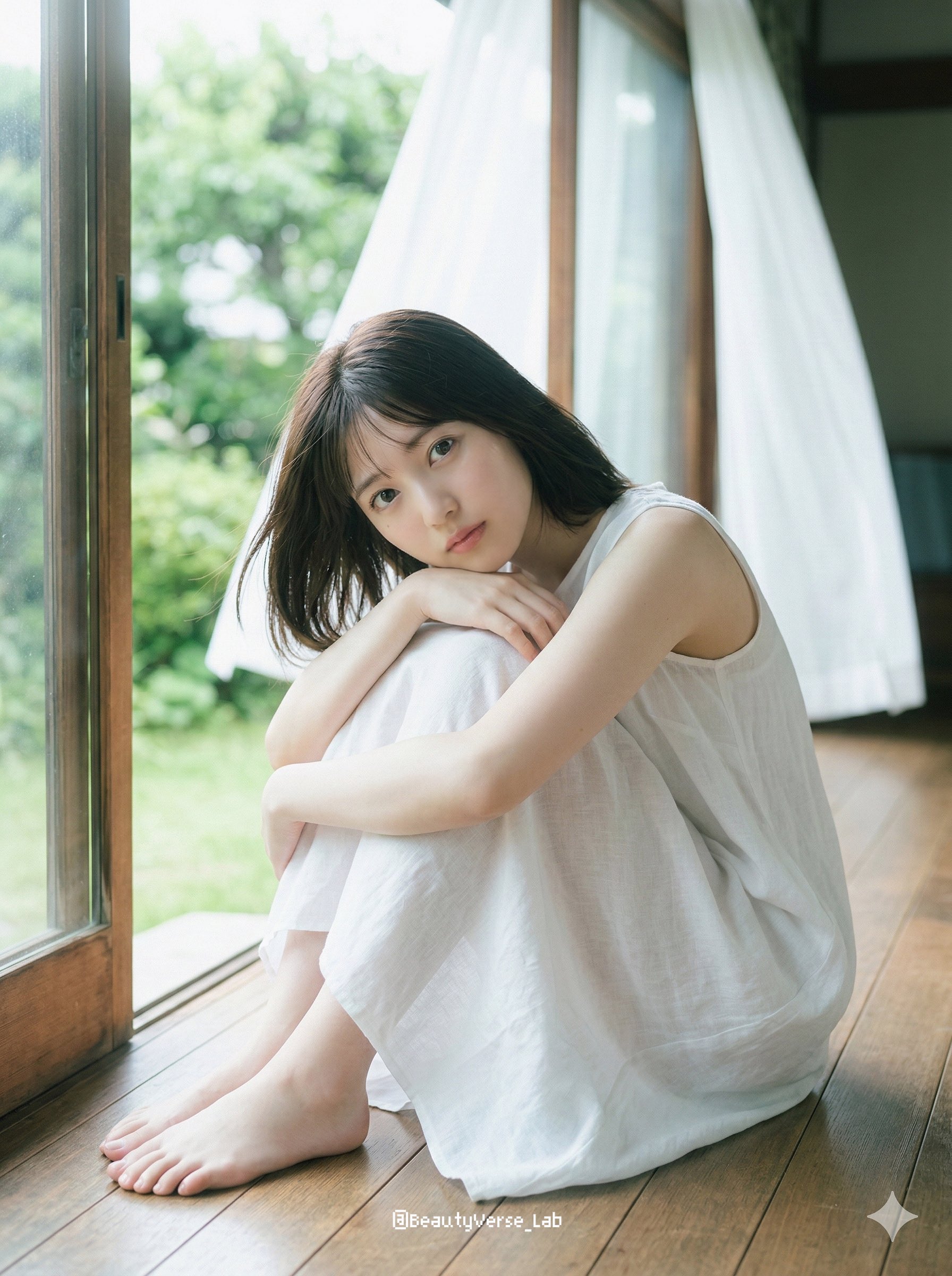 Ethereal Japanese Idol on Summer Engawa