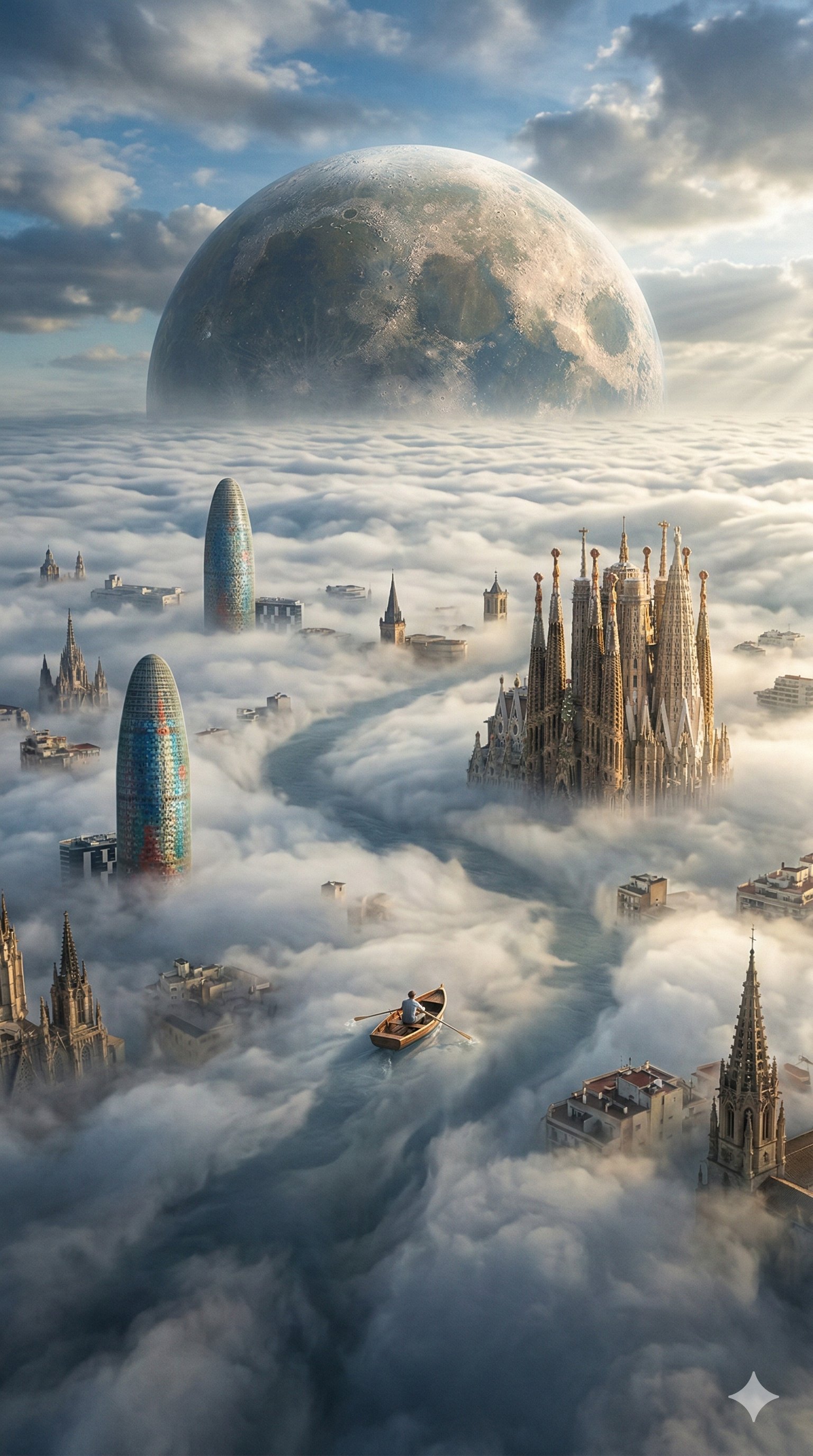 Cloud-Capped Cityscape: Celestial Sphere Enigma