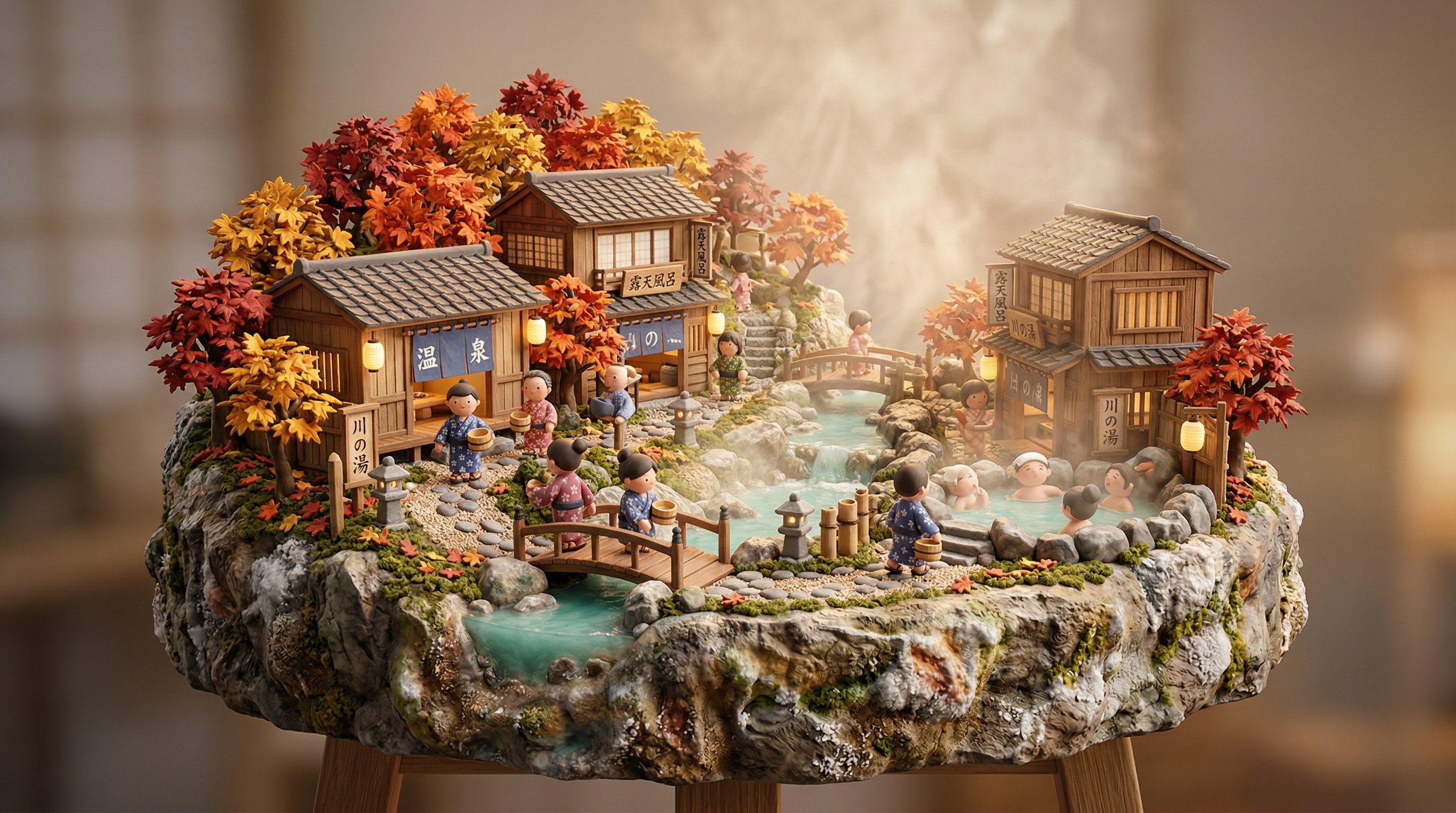 Autumn Japanese Onsen Village Diorama