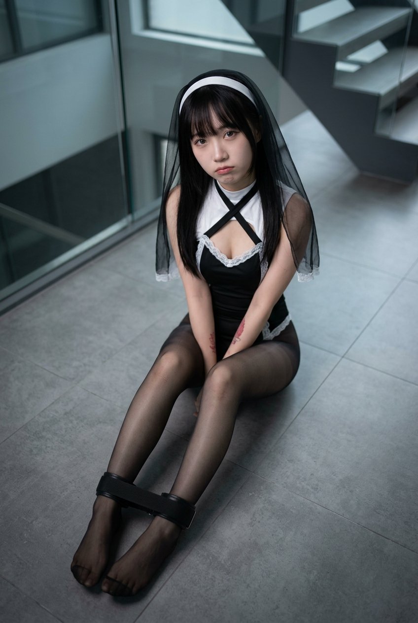 Nun Cosplay Melancholy Portrait